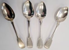 Set of four George III silver tablespoons, handles initialled 'Y', London 1815, makers WC, 4.5toz.