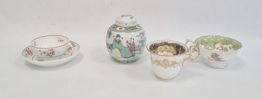 19th century Bloor Derby teacup and saucer with floral sprig decoration, two early Victorian china