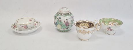 19th century Bloor Derby teacup and saucer with floral sprig decoration, two early Victorian china