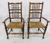 Six similar (4+2) bobbin back chairs with rush seats (6)  Condition ReportAll chairs have numerous
