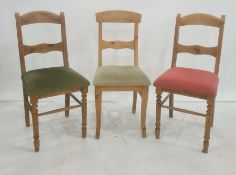 Harlequin set of eight pine bar back chairs with two designs of carved decoration (8) Condition