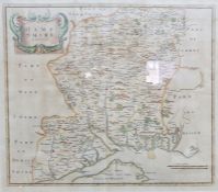 After Robert Morden Hand coloured engraving Hampshire together with  One further modern map of