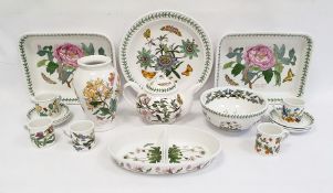 Two Portmeirion rectangular casserole dishes, teapot, circular dish, six coffee cups and saucers and