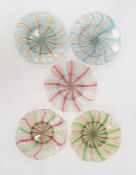 Five assorted Venetian 20th century latticino glass plates (5)  Condition ReportNo obvious damage