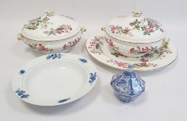 Pair Wedgwood porcelain tureens and covers with matching oval meat dish 'Charnwood' pattern, small