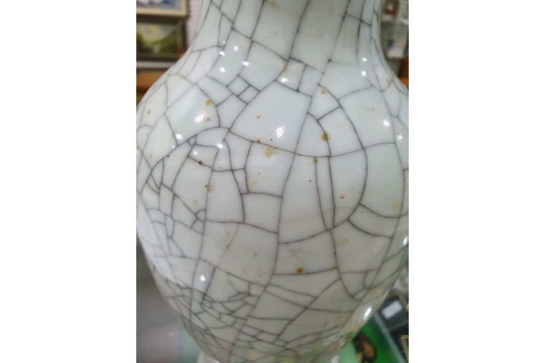 Two Chinese porcelain crackle glaze meiping vases, graduated, 35cm high and 31cm high (2)  Condition - Image 12 of 16