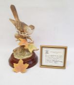 Clermont tinted bisque model 'Mistlethrush' by Michael Tandy, limited edition 60/300, 1977, 28cm