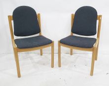 Set of four modern Ercol Furniture chairs with beech frames, black upholstered seats and backs (4)