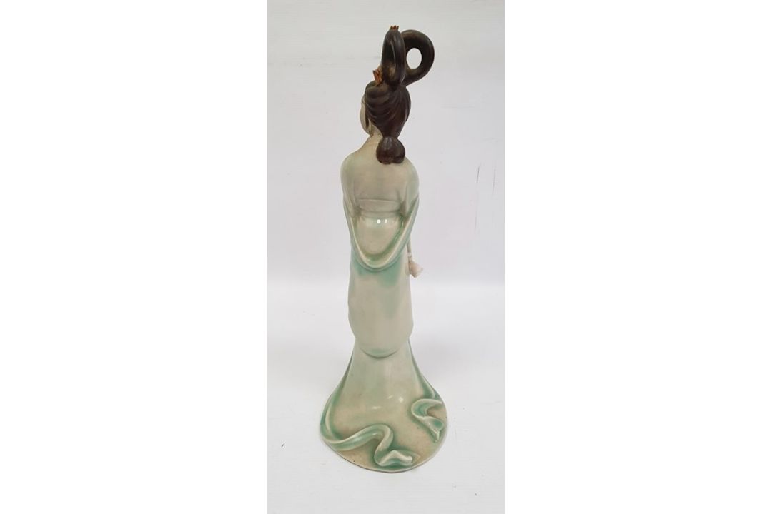 Chinese turquoise glazed model Buddhist lion,18cm high, two various bisque and partly glazed figures - Image 22 of 31