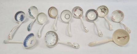 Large quantity of Victorian and later pottery sauce ladles, variously floral, geometric and