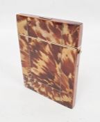 A 19th century tortoiseshell card case, with inlaid silver wire work detail and mount to lid