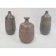 Studio stoneware bottle vase, slightly ribbed cylindrical body, 12cm high, impressed mark, pair slip - Image 1 of 7