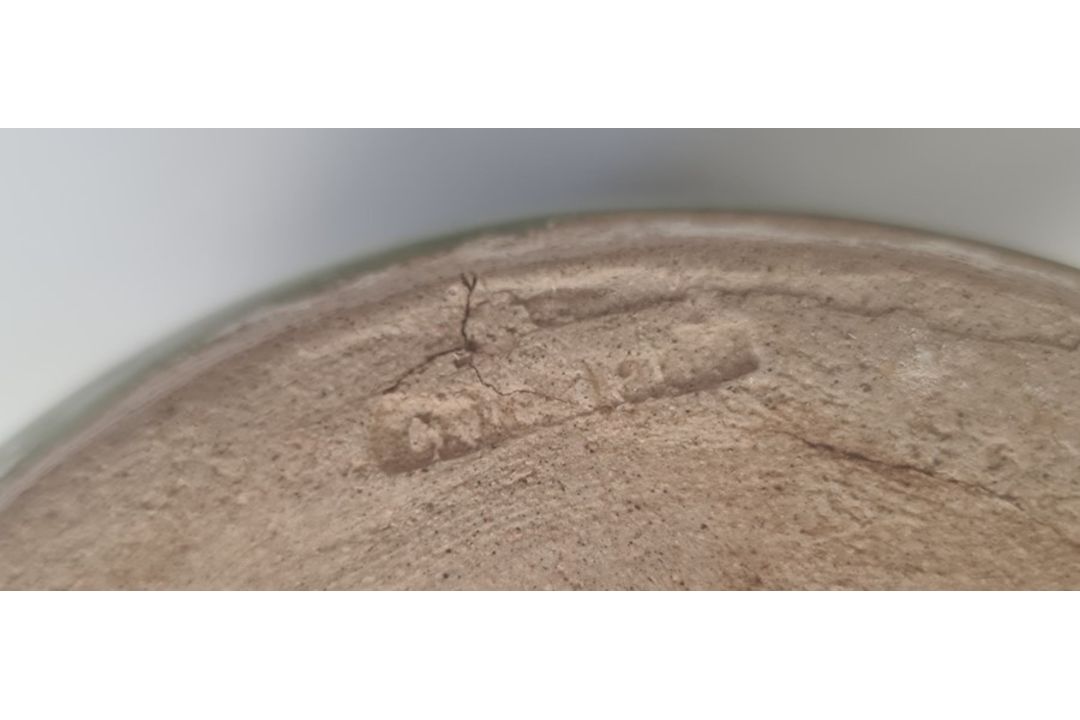 Studio pottery vase with ovoid body, green ground with brown stylised leaf decoration, - Image 3 of 16