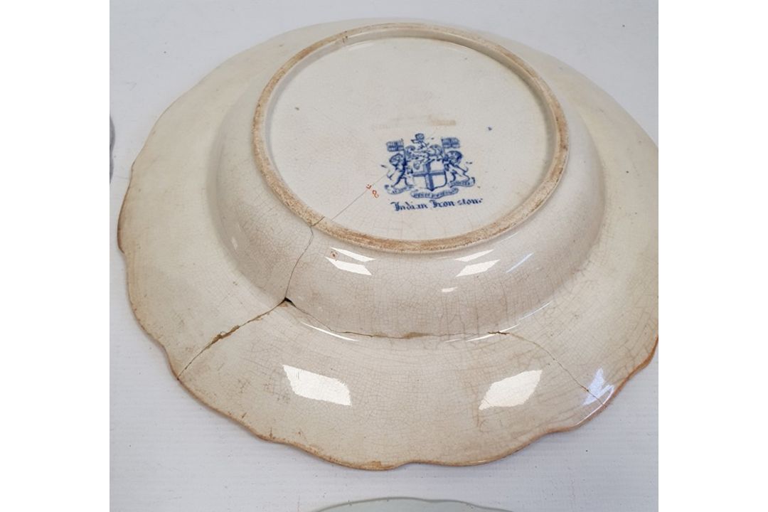 19th century Alcocks Indian ironstone two-handled soup tureen and cover and pair matching soup - Image 8 of 11