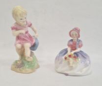 Royal Worcester porcelain figure of a child 'March', 16cm high and Royal Doulton miniature china