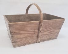 Pine trug/basket Condition ReportTop measures 47 x 29 cm, bottom 40 x 24 cm and is 19 cm deep..