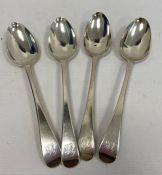 A set of four George IV silver tablespoons, all with initialled handles 'CB', London 1832, makers