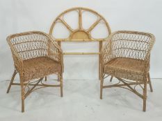Bamboo single bed headboard and a pair of cane armchairs (3)