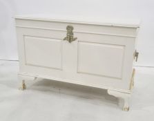 20th century white painted trunk on claw and ball feet, 98cm wide