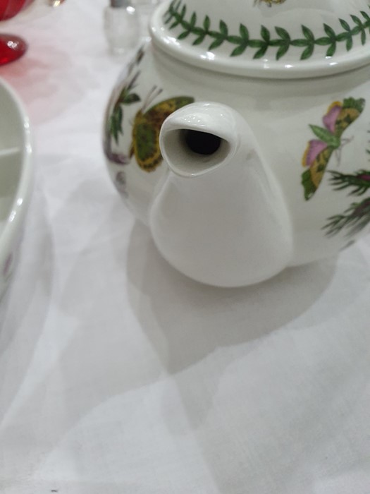 Two Portmeirion rectangular casserole dishes, teapot, circular dish, six coffee cups and saucers and - Image 7 of 14
