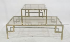 Rectangular and square glass-topped chrome based coffee tables (2)  Condition Reportboth tables have