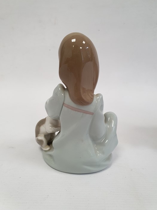 Lladro group of girl washing a dog, another model of rabbit, another cow, seated and swan with - Image 3 of 15