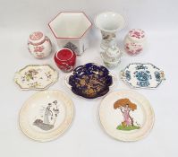 Two Masons ironstone pottery ginger jars and covers, Adams 'Calyx' ware two-handled vase and