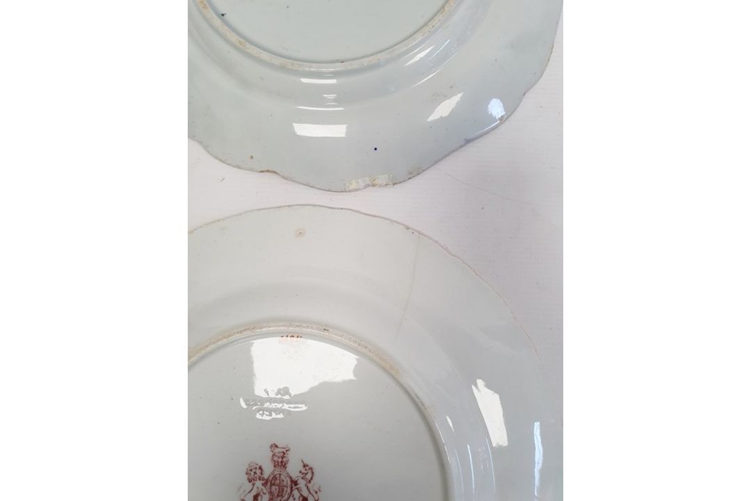 19th century Alcocks Indian ironstone two-handled soup tureen and cover and pair matching soup - Image 9 of 11