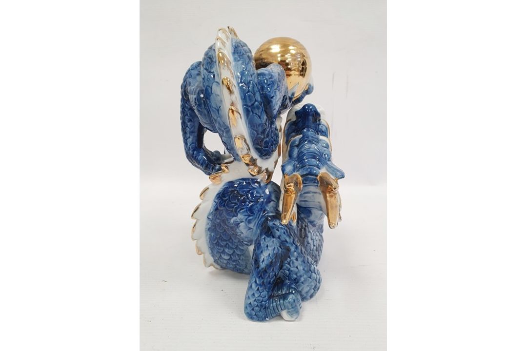 Chinese turquoise glazed model Buddhist lion,18cm high, two various bisque and partly glazed figures - Image 15 of 31