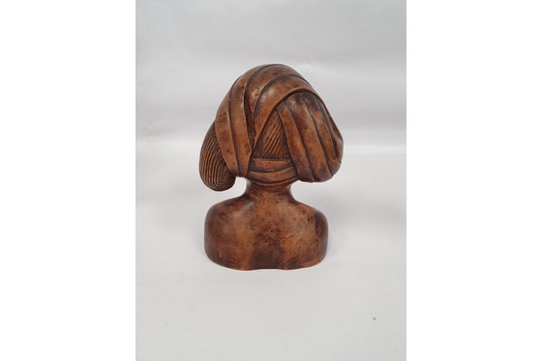 Assorted 20th century Eastern carved figures to include figure in hat carrying jug and basket, - Image 6 of 9