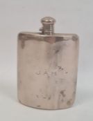 Early 20th century silver hip flask initialled 'J.A.H', marked 'Brand Chatillon Co. Sterling' to