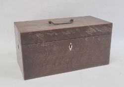 19th century mahogany tea caddy with mixing bowl to interior, 16.5cm x 33cm