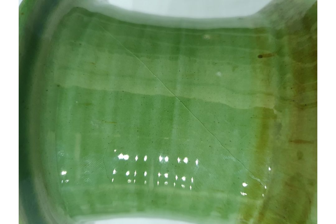 Studio pottery vase with ovoid body, green ground with brown stylised leaf decoration, - Image 15 of 16