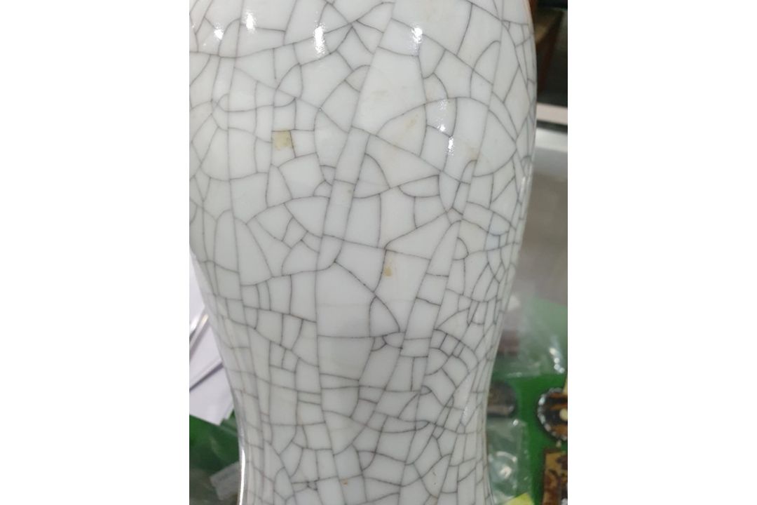 Two Chinese porcelain crackle glaze meiping vases, graduated, 35cm high and 31cm high (2)  Condition - Image 13 of 16