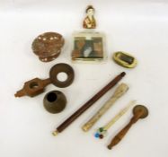 Two trays of assorted items to include large pipe, items relating to SS Great Britain, pastry