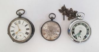 Two silver-cased pocket watches and an Ingersoll stainless steel pocket watch (3)  Condition