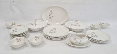 Royal Doulton porcelain part dinner service 'Pillar Rose' pattern, to include dinner plates, side