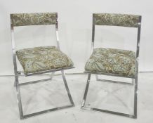 Pair modern folding chairs in chrome frames (2)