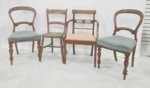 Two Victorian balloonback dining chairs, pair of cane seated bedroom chairs and two other chairs (6)