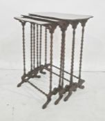 Nest of three Georgian rosewood tables with shaped tops, spindle turned legs, stretchered bases