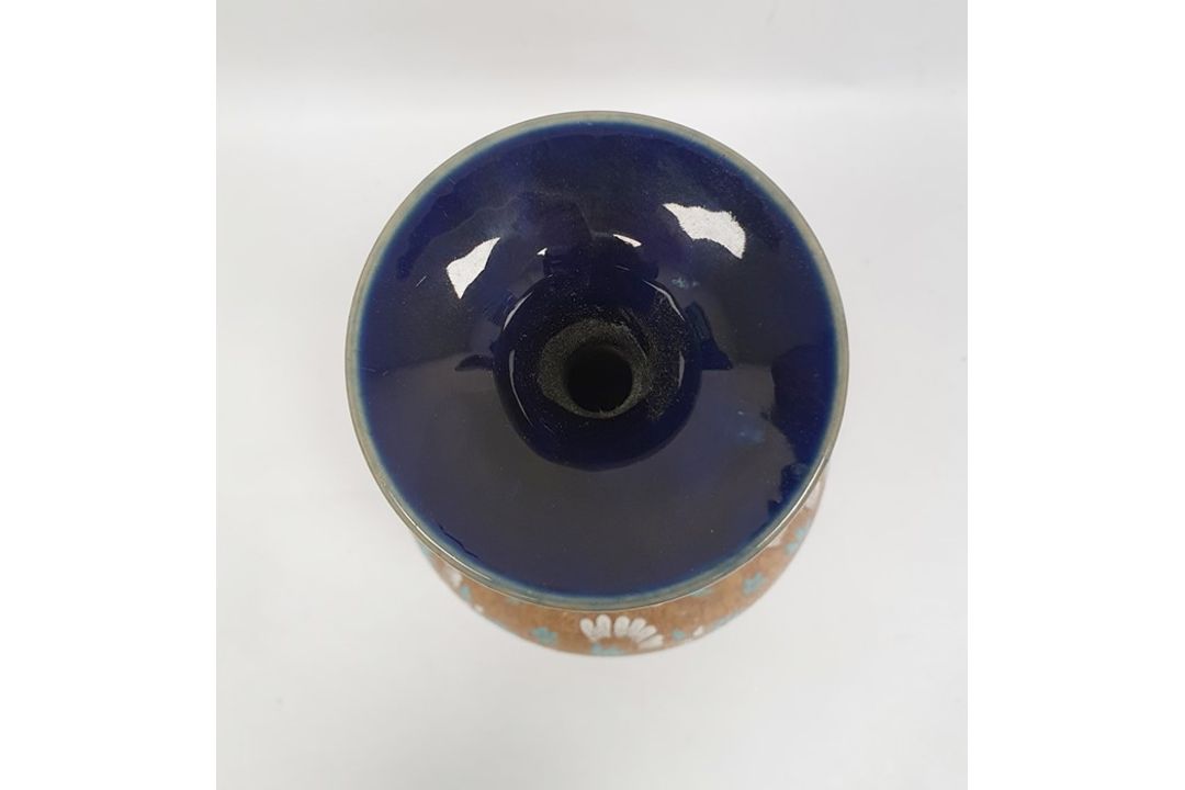 19th century Doulton Slaters stoneware vase with typical decoration, the body having blue and - Image 3 of 6
