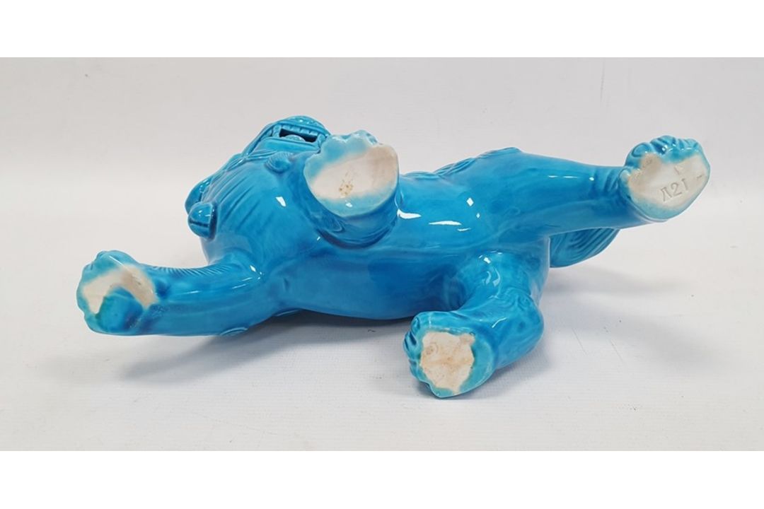 Chinese turquoise glazed model Buddhist lion,18cm high, two various bisque and partly glazed figures - Image 11 of 31