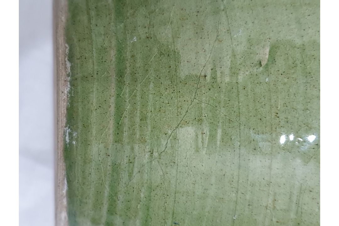 Studio pottery vase with ovoid body, green ground with brown stylised leaf decoration, - Image 12 of 16