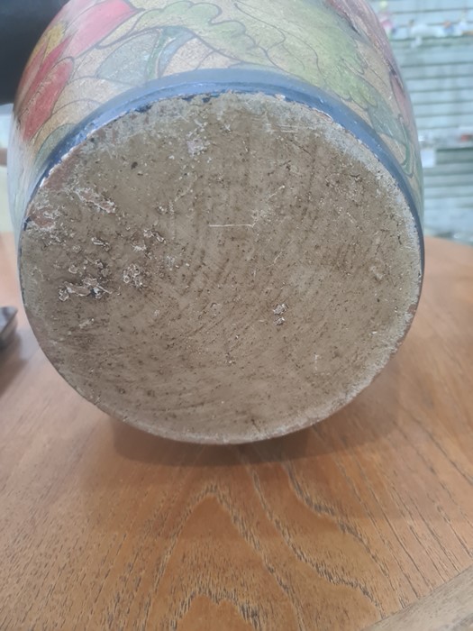 Arts & Crafts painted earthenware large vase, the ovoid body embossed with two fish, on a background - Image 10 of 11