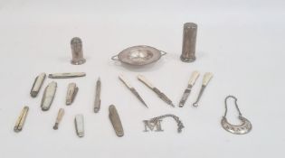 A late 19th/early 20th century silver strainer, 1.6toz approx. a silver sifter, 0.7toz approx. a