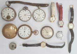 A quantity of watches and pocket watches, to include 'Timex', silver pocket watch 'Lancashire