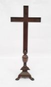 Bronze cross on triform base, 45.5cm high