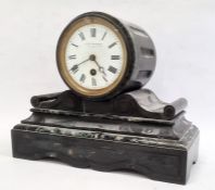 J B Yabsley black marble mantel clock with Roman numerals to the dial, 23.5cm  Condition ReportWe do