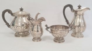 Early 20th century Elkington silver four-piece tea and coffee service comprising teapot (22ozt total