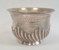 A Victorian silver bowl, engraved 'RMK SEPTr 27th 1886', semi gadrooned, London 1885, maker Josiah